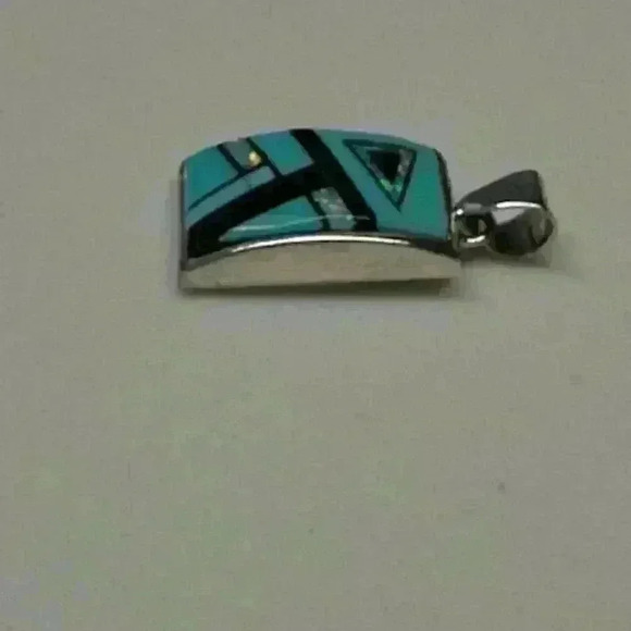 Cecil Ashley Sterling Silver Pendant with Turquoise and Opal Inlays - Picture 4 of 6